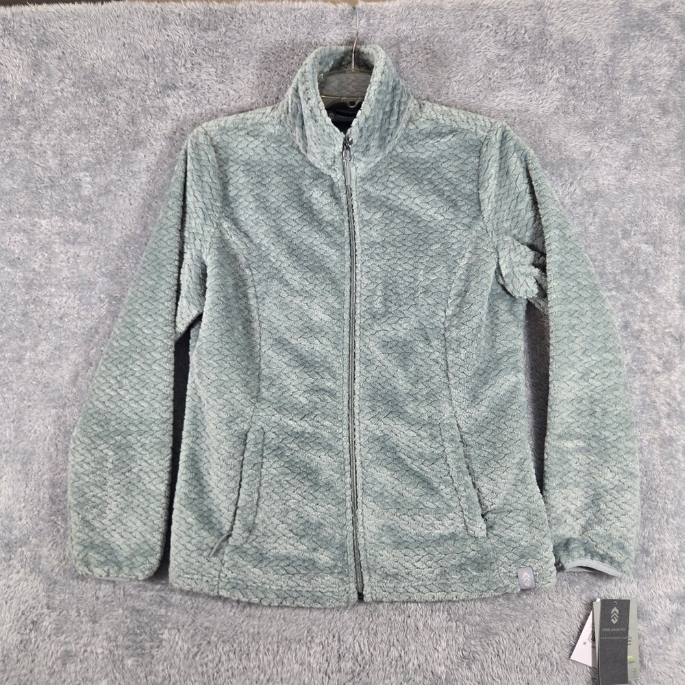 Free Country Butter Pile Fleece Jacket Willow Green Full Zip Faux Fur Small New - Picture 1 of 8